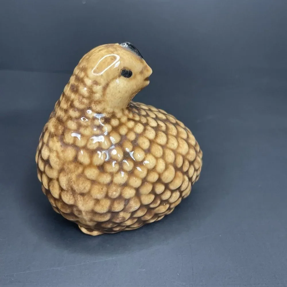 Vintage Brown Quail Looking‎ Down It's back Decorative Figurine Marked ES